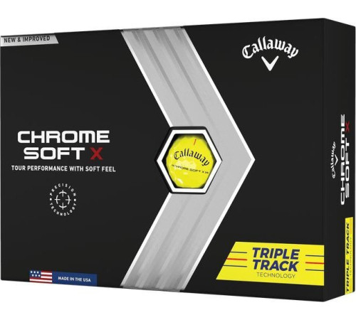 М'ячі для гольфу Callaway Chrome Soft X Triple Track 12 шт, жовті