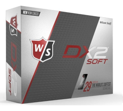 М'ячі для гольфу Wilson Staff DX2 Soft 12 шт, білі М'ячі для гольфу Wilson Staff DX2 Soft 12 шт, білі