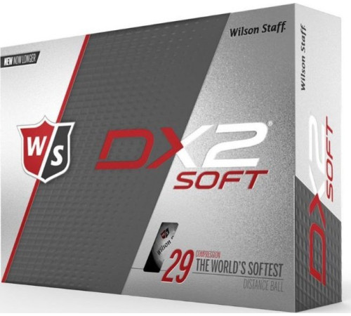 М'ячі для гольфу Wilson Staff DX2 Soft 12 шт, білі М'ячі для гольфу Wilson Staff DX2 Soft 12 шт, білі