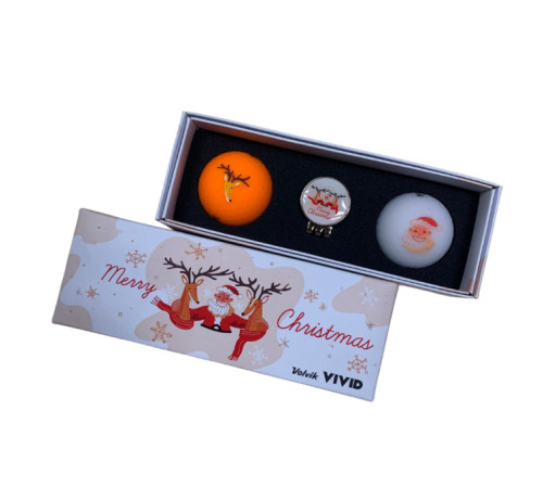 М'ячі для гольфу Volvik Christmas 2 шт, біло-помаранчевий М'ячі для гольфу Volvik Christmas 2 шт, біло-помаранчевий