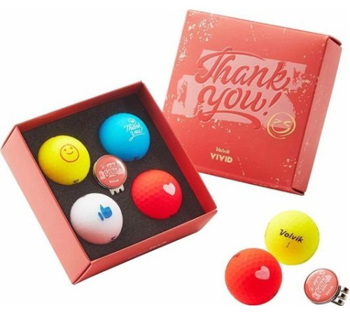 М'ячі для гольфу Volvik Thank You 4 шт, різнокольорові М'ячі для гольфу Volvik Thank You 4 шт, різнокольорові