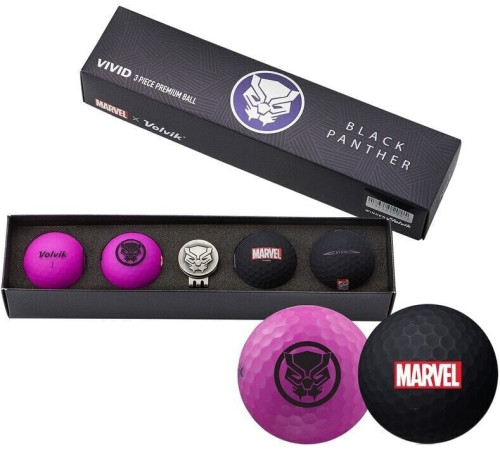 М'ячі для гольфу Volvik Marvel Black Panther 4 шт, чорно-фіолетові М'ячі для гольфу Volvik Marvel Black Panther 4 шт, чорно-фіолетові
