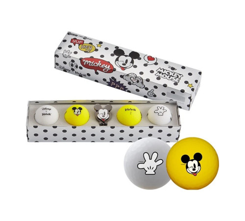 М'ячі для гольфу Volvik Disney Mickey 4 шт, сіро-жовті М'ячі для гольфу Volvik Disney Mickey 4 шт, сіро-жовті