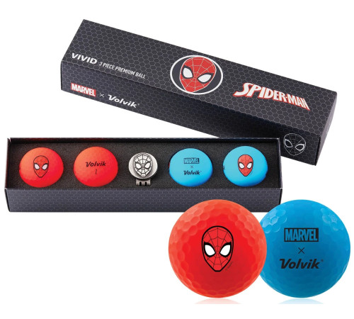 М'ячі для гольфу Volvik Marvel Spider Man 4 шт, червоно-сині М'ячі для гольфу Volvik Marvel Spider Man 4 шт, червоно-сині