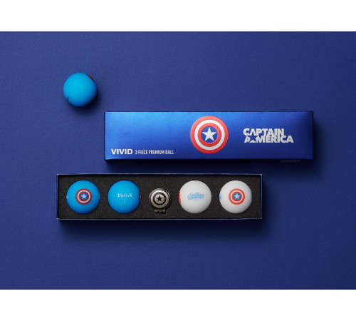 М'ячі для гольфу Volvik Marvel Capitan America 4 шт, блакитно-сірі М'ячі для гольфу Volvik Marvel Capitan America 4 шт, блакитно-сірі