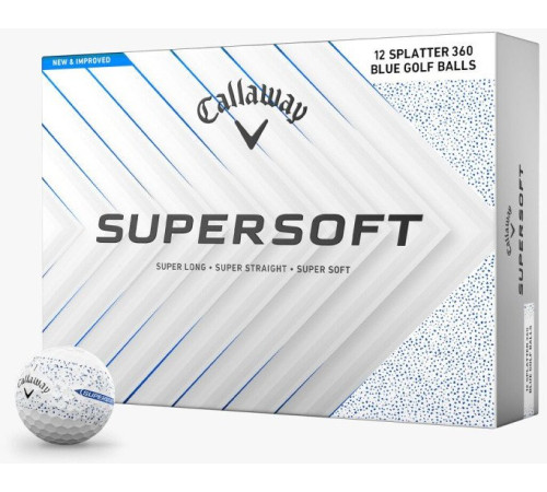 М'ячі для гольфу Callaway Supersoft Splatter 360, 2025 12 шт, біло-синій