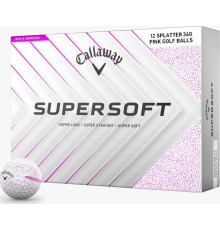 М'ячі для гольфу Callaway Supersoft Splatter 360,  2025 12, біло-рожеві