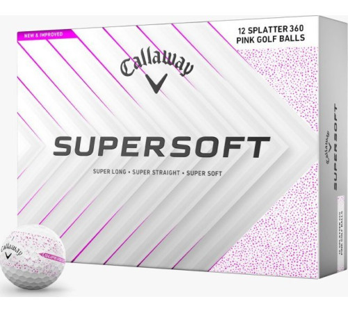 М'ячі для гольфу Callaway Supersoft Splatter 360, 2025 12, біло-рожеві