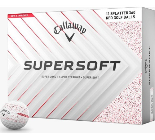 М'ячі для гольфу Callaway Supersoft Splatter 360, 2025 12, біло-червоні