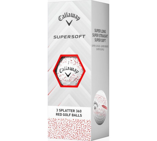 М'ячі для гольфу Callaway Supersoft Splatter 360, 2025 12, біло-червоні