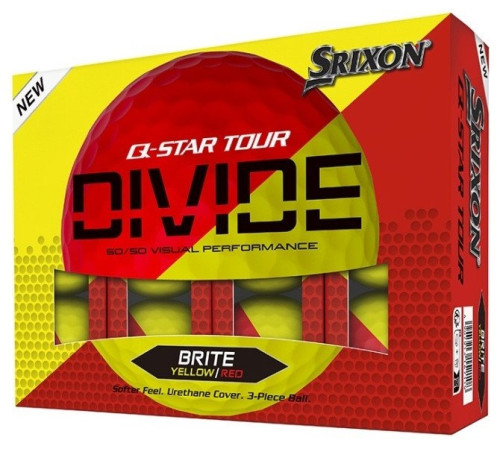 М'ячі для гольфу Srixon Q-Star Tour Divide2 12 шт, жовто-червоні