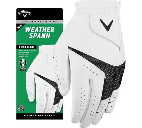 Рукавички для гольфу Callaway Weather Spann р. XL, біло-чорні