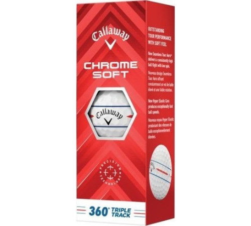 М'ячі для гольфу Callaway Chrome Soft 2024 3 шт, білі