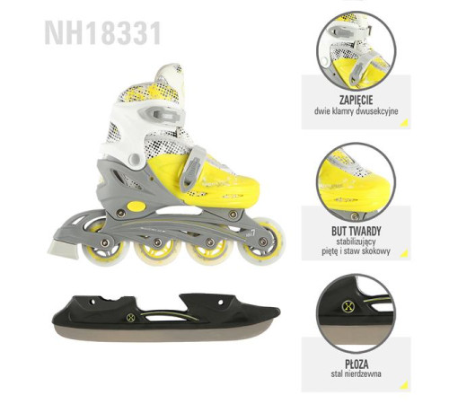 Ролики/Ковзани NH18331 4в1 NILS EXTREME - розмір S (31-34)/ яскраво-жовті Ролики/Ковзани NH18331 4в1 NILS EXTREME - розмір S (31-34)/ яскраво-жовті