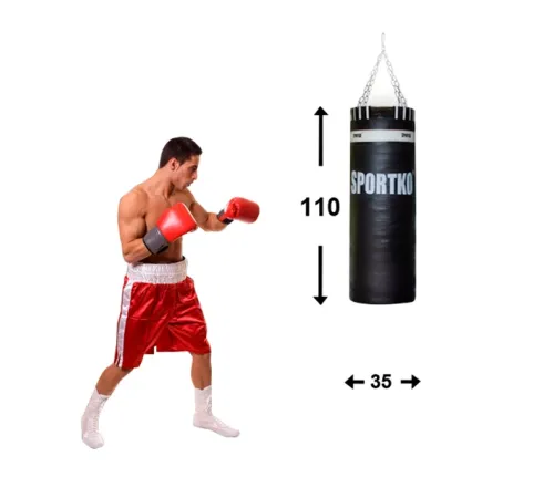 Шкіряна боксерська груша SportKO 35х110 см / 50 кг