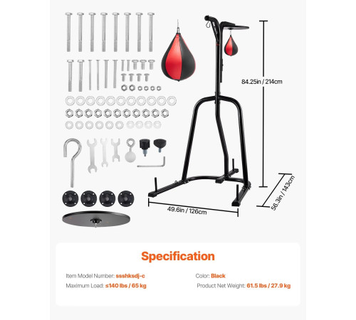 Стійка для боксерського мішка VEVOR, чорна