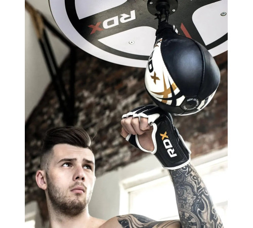 Пневмогруша боксерська шкіряна з кріпленям RDX 2Y Multi діаметр 54 см, чорно-біла