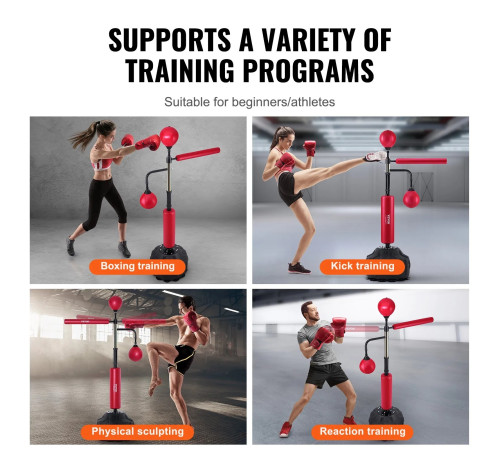 Боксерська груша з підставкою VEVOR, чорно-червоний