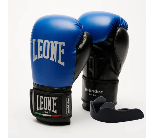 Рукавички боксерські з капою Leone GN383 THUNDER розмір 8 унцій, синьо-чорні