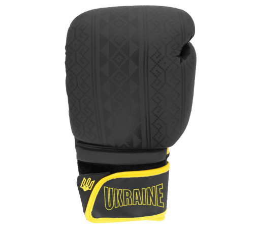 Рукавички боксерські PowerPlay 3021 Ukraine розмір 16 унцій, чорно-жовті