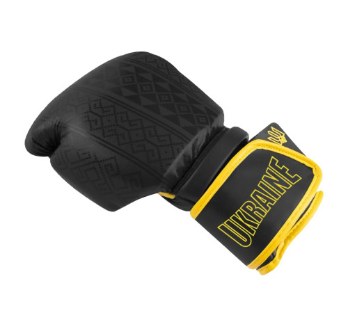 Рукавички боксерські PowerPlay 3021 Ukraine розмір 16 унцій, чорно-жовті
