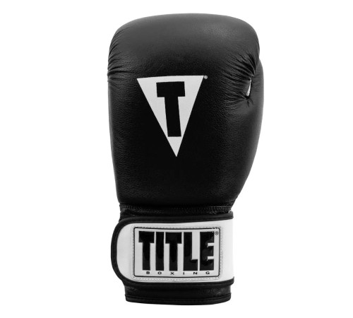 Рукавички боксерські шкіряні з бинтами TITLE Premier Leather розмір 14 унцій, чорно-білі