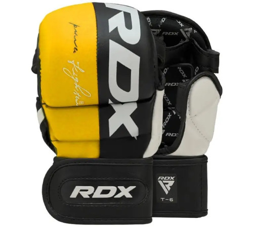 Рукавички греплінгові для ММА RDX T6 Plus Rex розмір XL, чорно-жовті