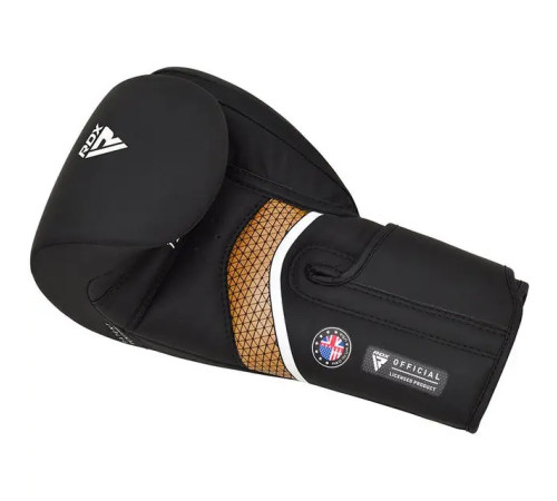 Рукавички боксерські з капою RDX AURA PLUS T-17 розмір 12 унцій, чорно-золотисті