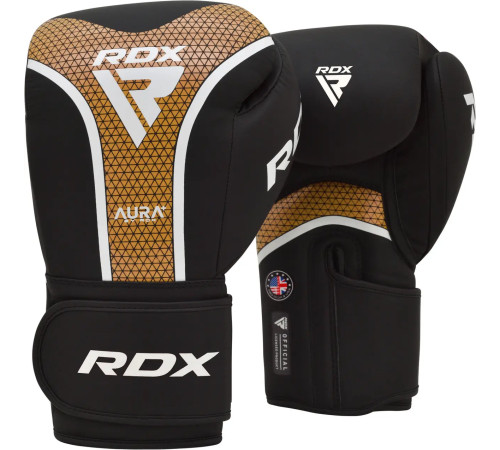 Рукавички боксерські з капою RDX AURA PLUS T-17 розмір 12 унцій, чорно-золотисті