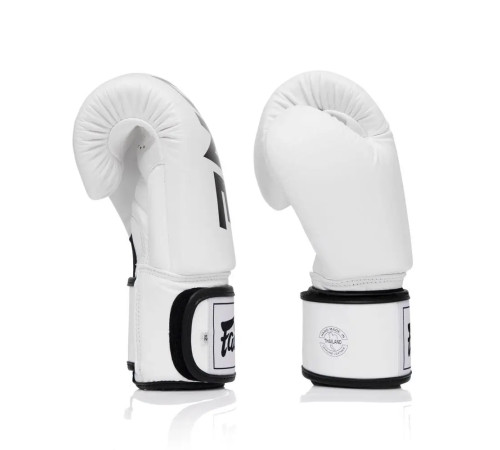 Рукавички боксерські шкіряні з бинтами Fairtex BGV1-ONE 12 унцій, білі
