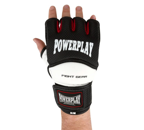 Рукавички для MMA PowerPlay 3075 розмір XL, чорно-білі