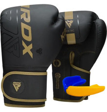 Рукавички боксерські з капою RDX F6 Kara Matte 16 унцій, чорно-золотисті