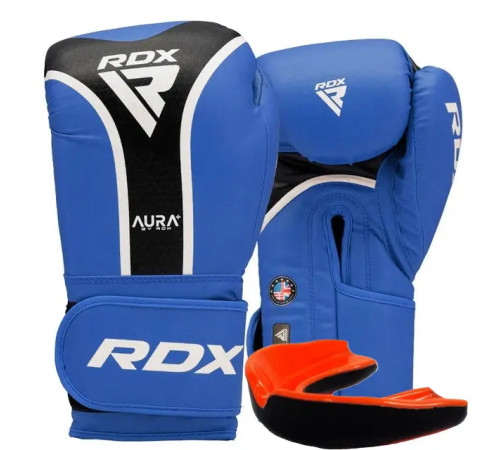 Рукавички боксерські з капою RDX AURA PLUS T-17 розмір 14 унцій, чорно-сині