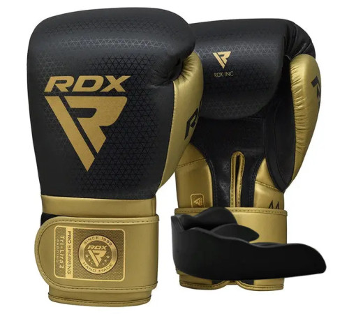 Рукавички боксерські з капою RDX MARK SPARRING PRO TRI LIRA 2 розмір 14 унцій, чорно-золотисті