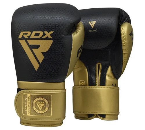 Рукавички боксерські з капою RDX MARK SPARRING PRO TRI LIRA 2 розмір 14 унцій, чорно-золотисті