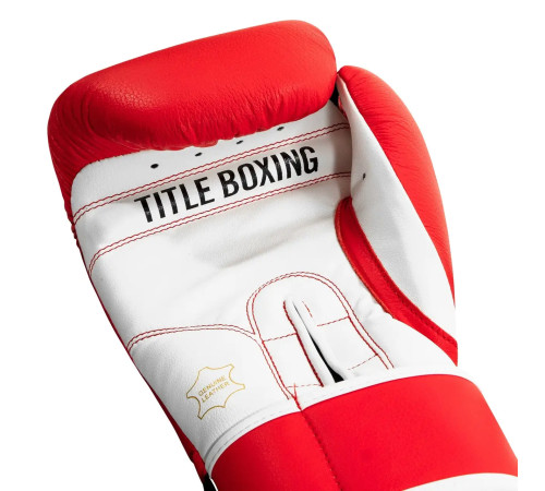 Рукавички боксерські шкіряні з бинтами TITLE Boxing Pro Style 3.0 розмір 16 унцій, червоно-білі