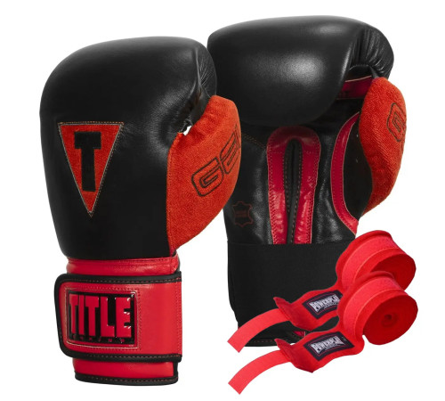 Рукавички боксерські з бинтами TITLE Boxing All Heart 2.0 розмір 10 унцій, чорно-червоні