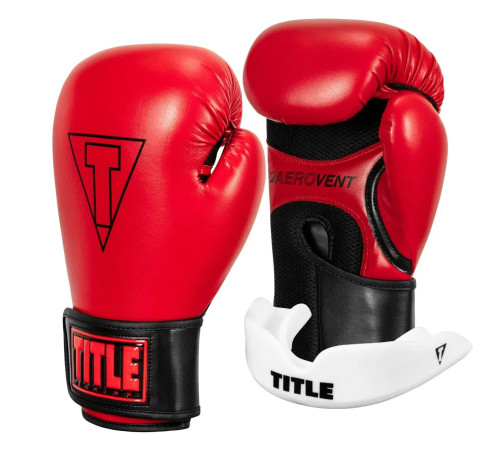 Рукавички боксерські з капою TITLE Boxing Vegan Fitness розмрі 12 унцій, чорно-червоні