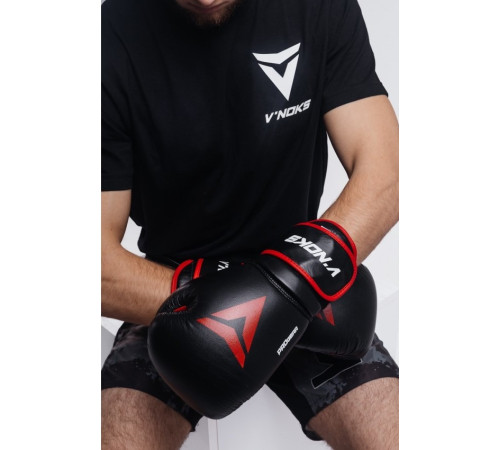 Рукавички боксерські V`Noks Inizio 14 унцій, чорно-червоні