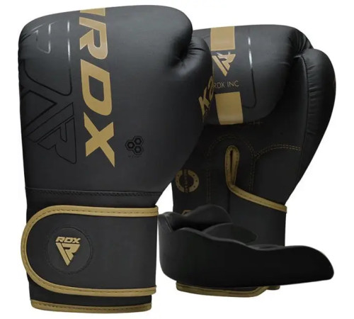 Рукавички боксерські з капою RDX F6 Kara Matte розмір 6 унцій, чорно-золотисті