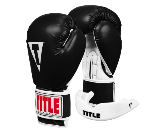 Рукавички боксерські з капою TITLE Classic Pro Style 3.0 розмір 12 унцій, чорно-білі