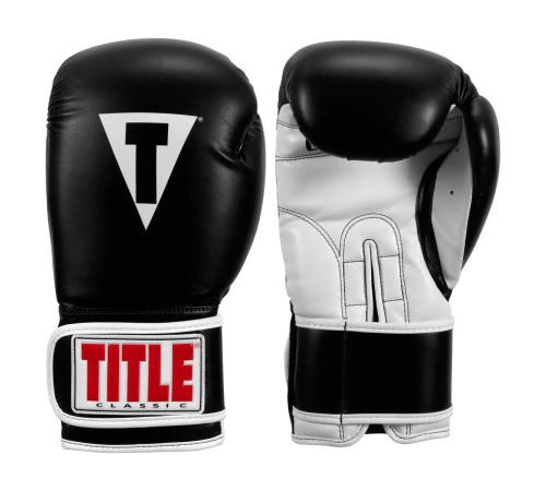 Рукавички боксерські з капою TITLE Classic Pro Style 3.0 розмір 12 унцій, чорно-білі