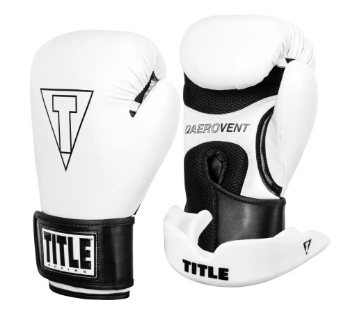 Рукавички боксерські з капою TITLE Boxing Vegan Fitness розмір 14 унцій, чорно-білі