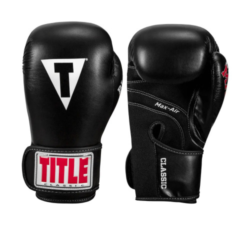 Рукавички боксерські з бинтами TITLE Classic Black Max розмір 8 унцій, чорні
