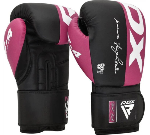Боксерські рукавиці RDX BOXING GLOVES REX F4 10 унцій, чорно-рожевий