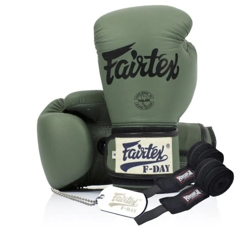 Рукавички боксерські з бинтами Fairtex BGV11 14 унцій, зелені