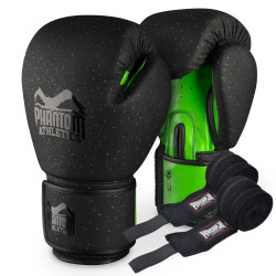 Рукавички боксерські з бинтами Phantom Galaxy розмір 10 унцій, чорно-зелені