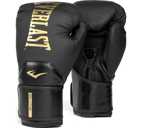 Боксерські рукавиці Everlast ELITE 2 BOXING GLOVES 14 унцій, чорно-золотий