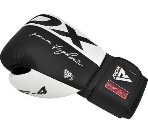 Боксерські рукавиці RDX BOXING GLOVES REX F4 14 унцій, чорно-білі