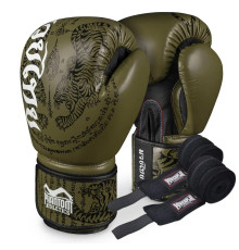 Рукавички боксерські з бинтами Phantom Muay Thai розмір 10 унцій, хакі
